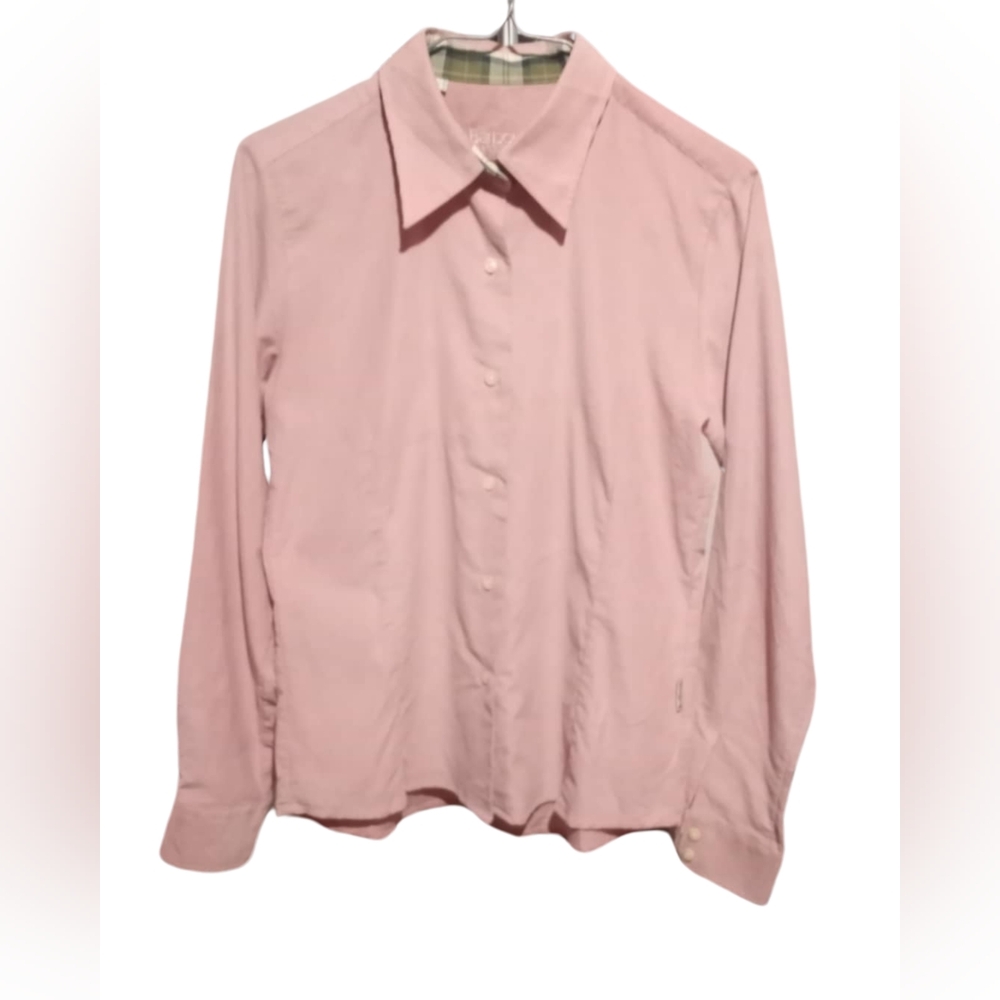 BARBOUR | Button Up 100% Cotton Long Sleeve Shirt Pink Quiet Luxury Size 8.